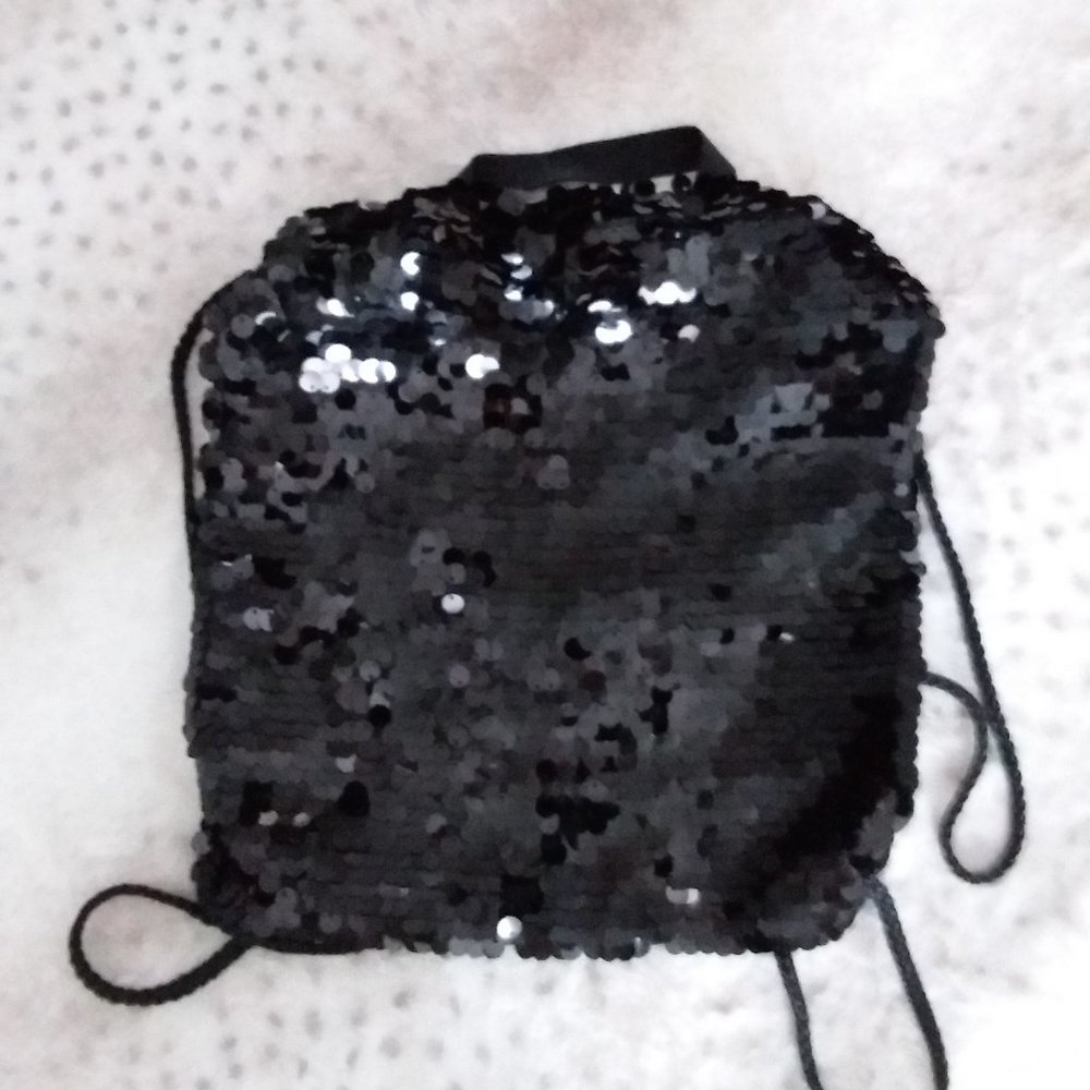 Black Sequin Backpack
